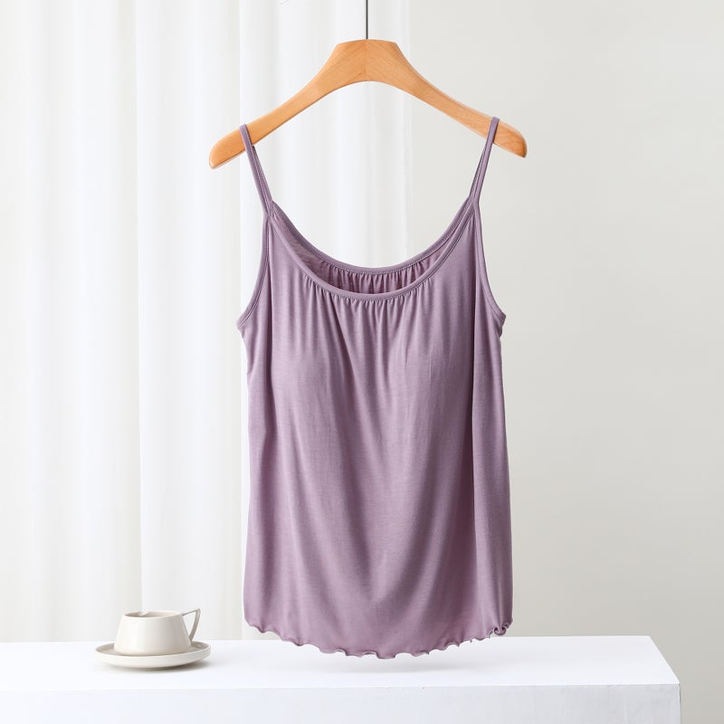 Modal Summer Camisole Bra Underwear With Chest Pad Without Steel Ring One-Piece Loose Bottoming Pajamas New - Image 1