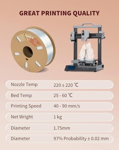DURAMIC 3D TPU Filament 1.75mm Clear, TPU Flexible Filament 95A, Soft TPU 3D Printing Filament, 1kg Spool, Dimensional Accuracy +/- 0.05mm, Clear 1 Pack - Image 4