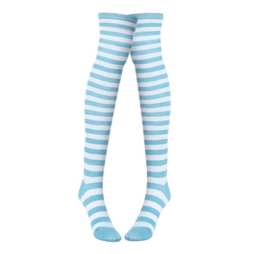ABAFIP Women Cute Kawaii Anime Lingerie set Halter Strap Micro Bra Tiny Panty Garter Belt Striped Stockings 4Pcs Underwear Blue One Size - Image 5