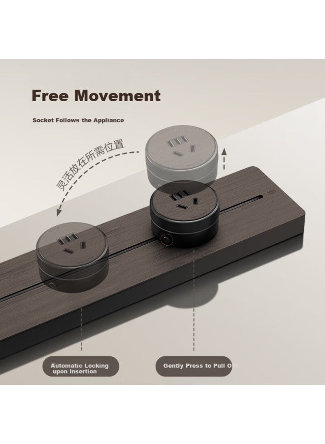 Bull Surface-mounted Wood Grain Track Socket With Movable Wall-mounted Socket/plug Board/extension Board Multi-function 50cm Track + 3 Five-hole Sockets Gb1p Wood Grain - Image 5