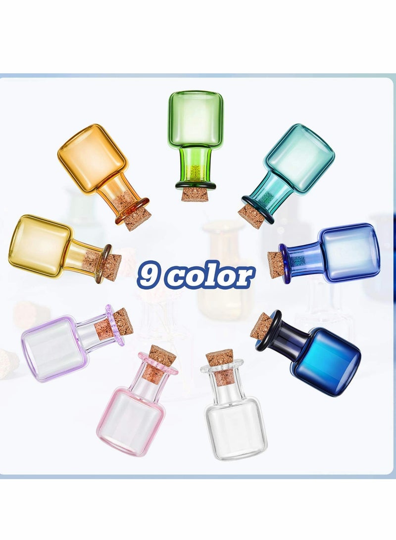 SYOSI Colored Tiny Glass Jars, Spell Jars, Mini Glass Bottles, Mini Potion Bottles with Cork Stoppers Mini Square Glass Cork Bottles for Party Wedding DIY Crafts Decoration 18 Pieces - Image 5