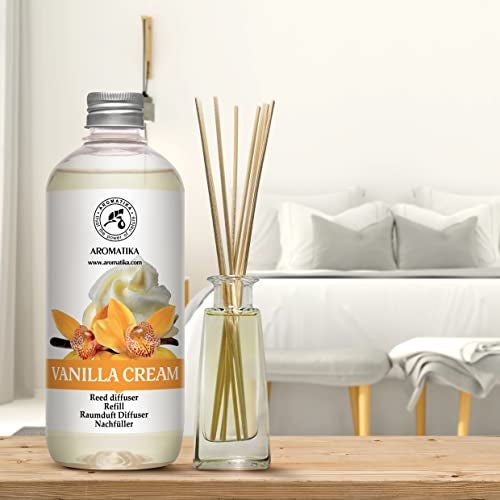 Aromatika عبوة إعادة تعبئة معطر الهواء برائحة كريمة الفانيليا 17 أونصة سائلة - عطر منعش وطويل الأمد - عبوة إعادة تعبئة زيت معطر الهواء للعلاج بالروائح - معطر للمنزل - المكتب - المطعم - رائحة منعشة - Image 3