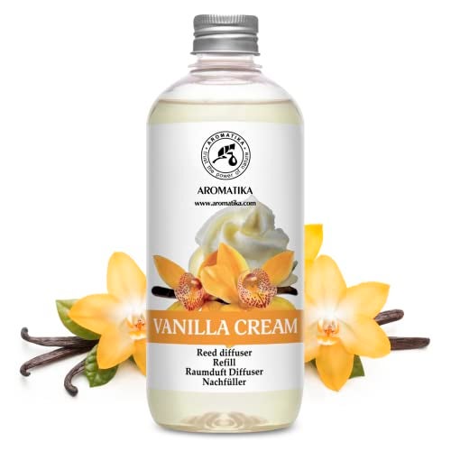 Aromatika عبوة إعادة تعبئة معطر الهواء برائحة كريمة الفانيليا 17 أونصة سائلة - عطر منعش وطويل الأمد - عبوة إعادة تعبئة زيت معطر الهواء للعلاج بالروائح - معطر للمنزل - المكتب - المطعم - رائحة منعشة - Image 2