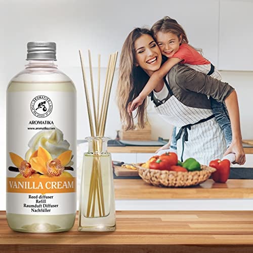 Aromatika عبوة إعادة تعبئة معطر الهواء برائحة كريمة الفانيليا 17 أونصة سائلة - عطر منعش وطويل الأمد - عبوة إعادة تعبئة زيت معطر الهواء للعلاج بالروائح - معطر للمنزل - المكتب - المطعم - رائحة منعشة - Image 5