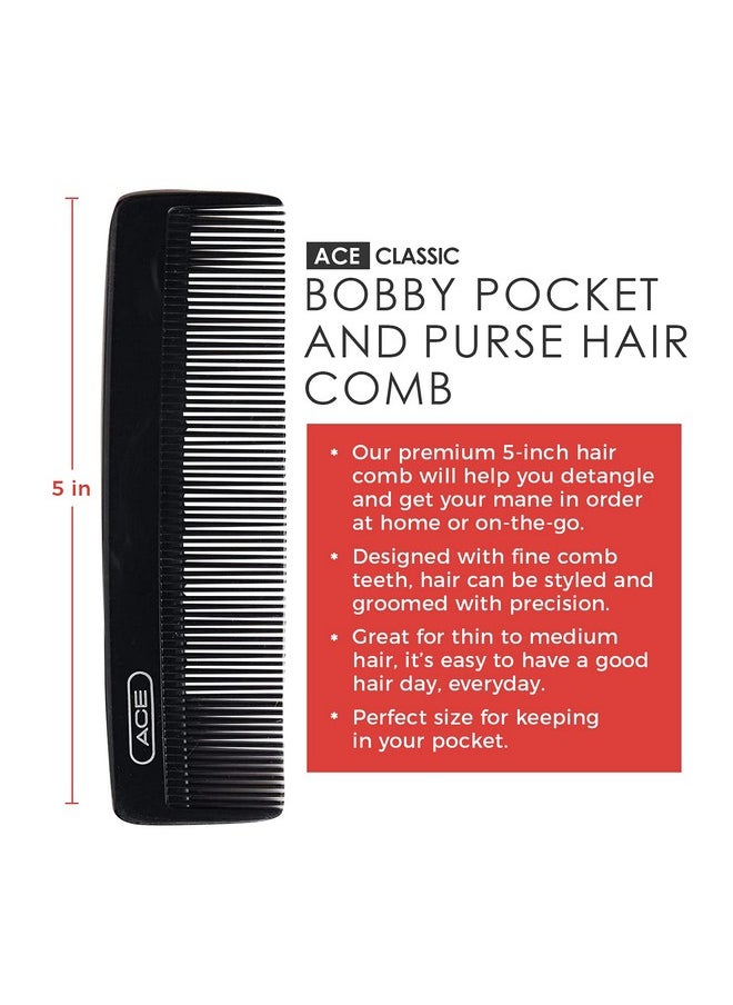 Goody - Ace Classic Bobby Pocket And Purse Hair Comb 5 Inch Black Great For All Hair Types Fine Comb Teeth For Thin To Medium Hair - Image 1