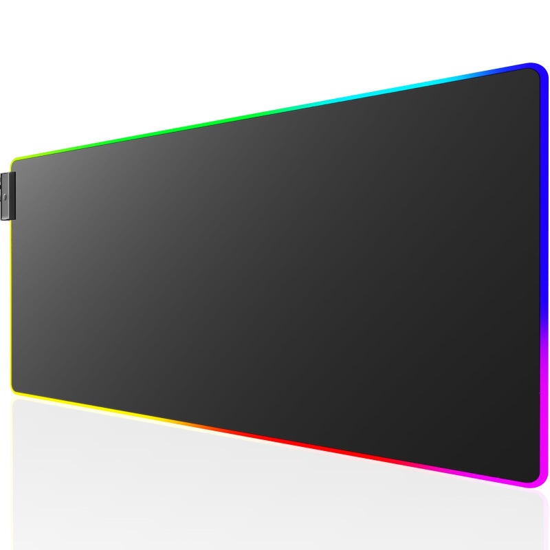 KTRIO RGB Large Gaming Mouse Pad with Stitched Edges Superior MicroWeave Cloth NonSlip Base Water Resist Coating 315 x 118 in RGB Black