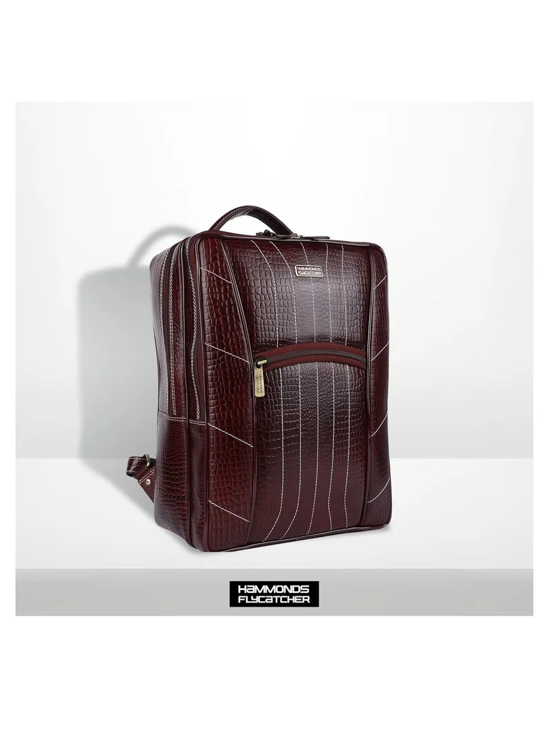 Hammonds Flycatcher  Genuine Leather Executive Office Brown Backpack | Upto 16.1" inch Laptop | 3 Compartments|2 Sides Pockets| Padded and Adjustable Shoulder Straps | BCK124BR | X4MN  | Best Price UAE