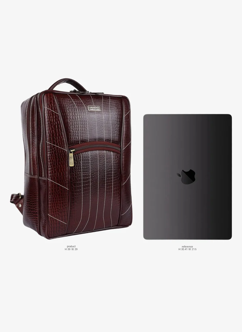HAMMONDS FLYCATCHER Genuine Leather Executive Office Brown Backpack | Upto 16.1" inch Laptop | 3 Compartments|2 Sides Pockets| Padded and Adjustable Shoulder Straps | BCK124BR | X4MN