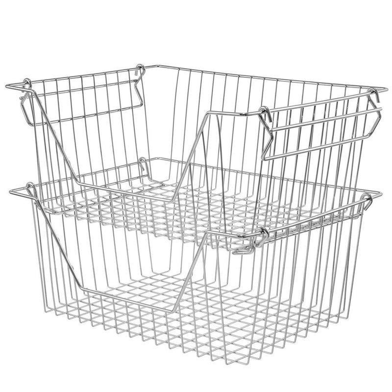 blitzlabs Stackable Wire Metal Baskets Storage Bins Fruit Vegetable Organization Pantry Cabinet Metal Bin for Kitchen Pantry Freezer Cabinet Set of 6