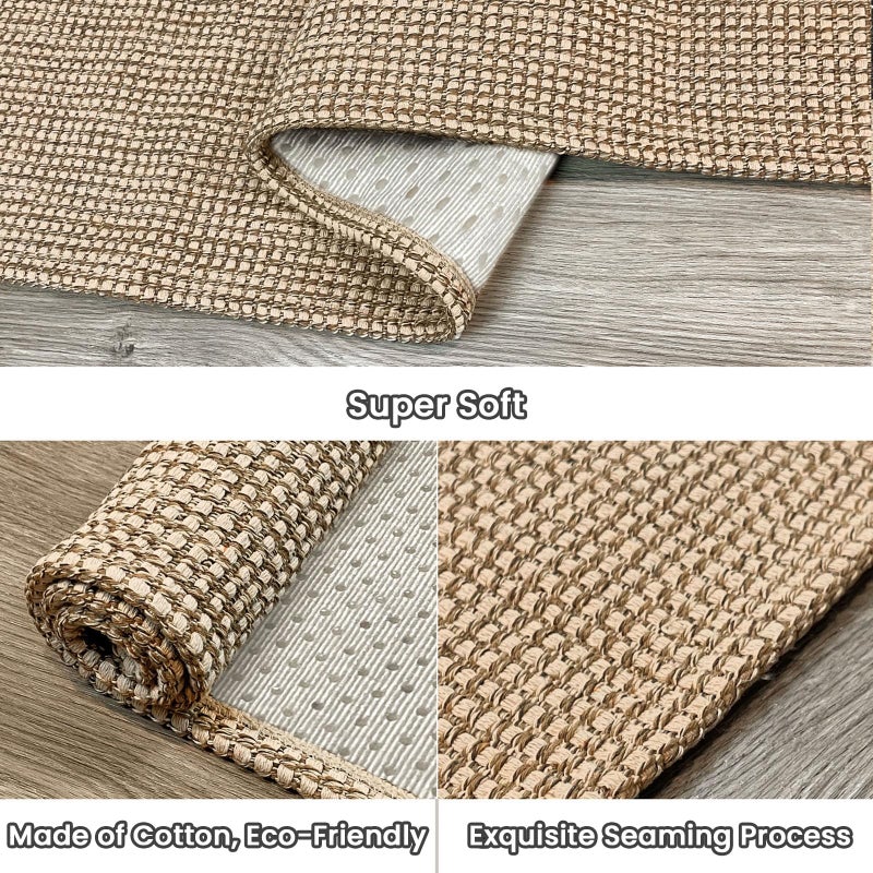 EARTHALL Earthall Boho Runner Rug 2 × 5 قدم قابلة للغسل للممرات الممرات المدعومة المدعومة المدعومة من المطبخ جديلة السجاد الداخلي رمي السجاد للدخول المطبخ المطبخ المطبخ الطبيعي  - Image 3