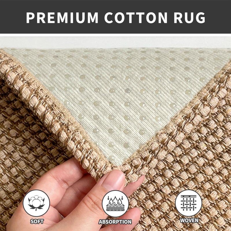 EARTHALL Earthall Boho Runner Rug 2 × 5 قدم قابلة للغسل للممرات الممرات المدعومة المدعومة المدعومة من المطبخ جديلة السجاد الداخلي رمي السجاد للدخول المطبخ المطبخ المطبخ الطبيعي  - Image 4