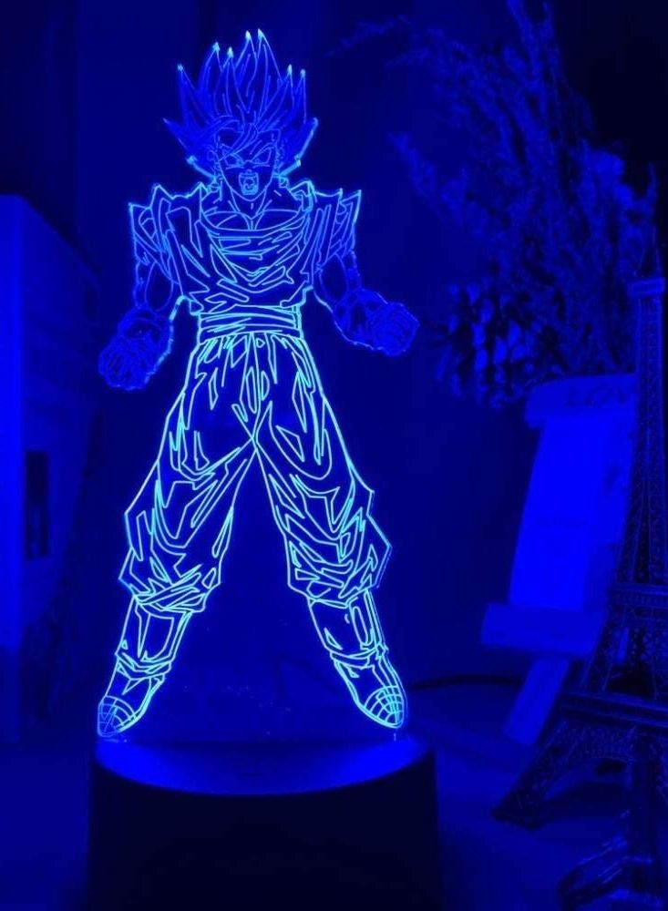 althiqahkey Multicolour Dragon Ball Goku Super Saiyan Figure Atmosphere 3D LED Night Light For Kid's Bedroom Decor Night Light Bedside 3D Night Light Gift 16 Colors Remote Control - Image 4