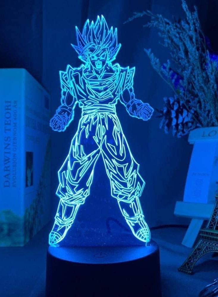 althiqahkey Multicolour Dragon Ball Goku Super Saiyan Figure Atmosphere 3D LED Night Light For Kid's Bedroom Decor Night Light Bedside 3D Night Light Gift 16 Colors Remote Control - Image 1