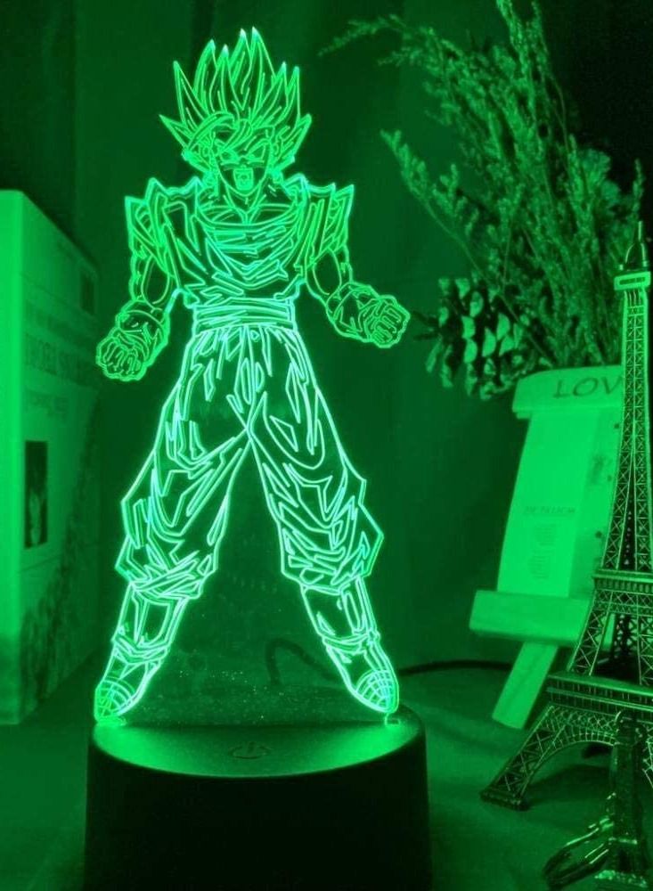 althiqahkey Multicolour Dragon Ball Goku Super Saiyan Figure Atmosphere 3D LED Night Light For Kid's Bedroom Decor Night Light Bedside 3D Night Light Gift 16 Colors Remote Control - Image 5