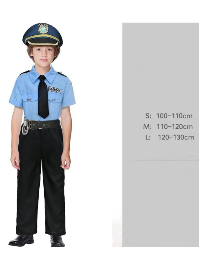 5 Piece Set Police Costume for Kids, Cosplay Halloween Costume, Role Play Dress Up Toy Set - Image 3