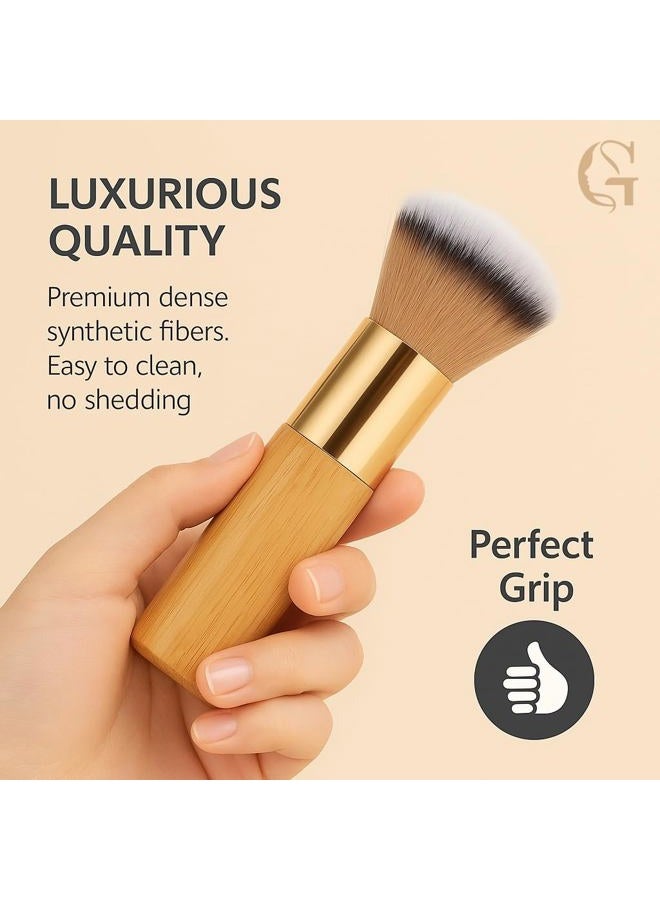 GOERTI Bronze Tan Self Tanner Brush for Face High Density Vegan Kabuki Foundation Brush Makeup Brush for Blending Liquid Foundation Powder Cream Bronze Self Tanner Application for Flawless Face Make up - Image 4