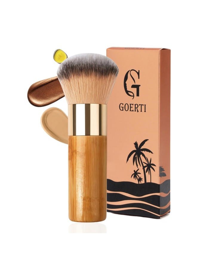 GOERTI Bronze Tan Self Tanner Brush for Face High Density Vegan Kabuki Foundation Brush Makeup Brush for Blending Liquid Foundation Powder Cream Bronze Self Tanner Application for Flawless Face Make up - Image 1