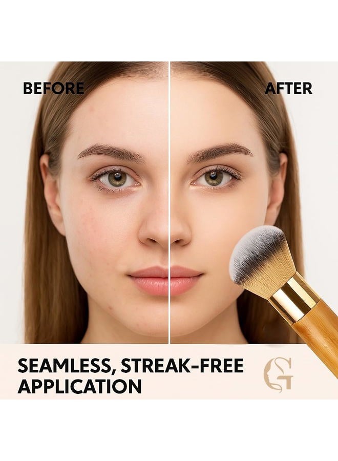 GOERTI Bronze Tan Self Tanner Brush for Face High Density Vegan Kabuki Foundation Brush Makeup Brush for Blending Liquid Foundation Powder Cream Bronze Self Tanner Application for Flawless Face Make up - Image 5