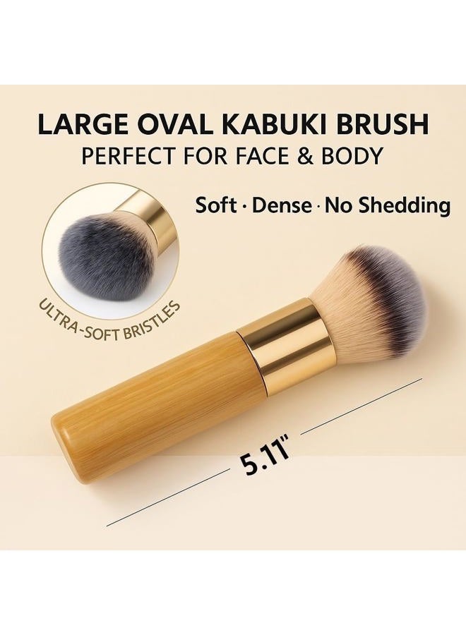 GOERTI Bronze Tan Self Tanner Brush for Face High Density Vegan Kabuki Foundation Brush Makeup Brush for Blending Liquid Foundation Powder Cream Bronze Self Tanner Application for Flawless Face Make up - Image 2