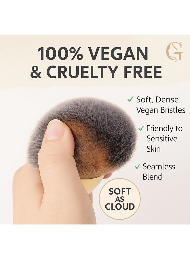 GOERTI Bronze Tan Self Tanner Brush for Face High Density Vegan Kabuki Foundation Brush Makeup Brush for Blending Liquid Foundation Powder Cream Bronze Self Tanner Application for Flawless Face Make up - Image 3