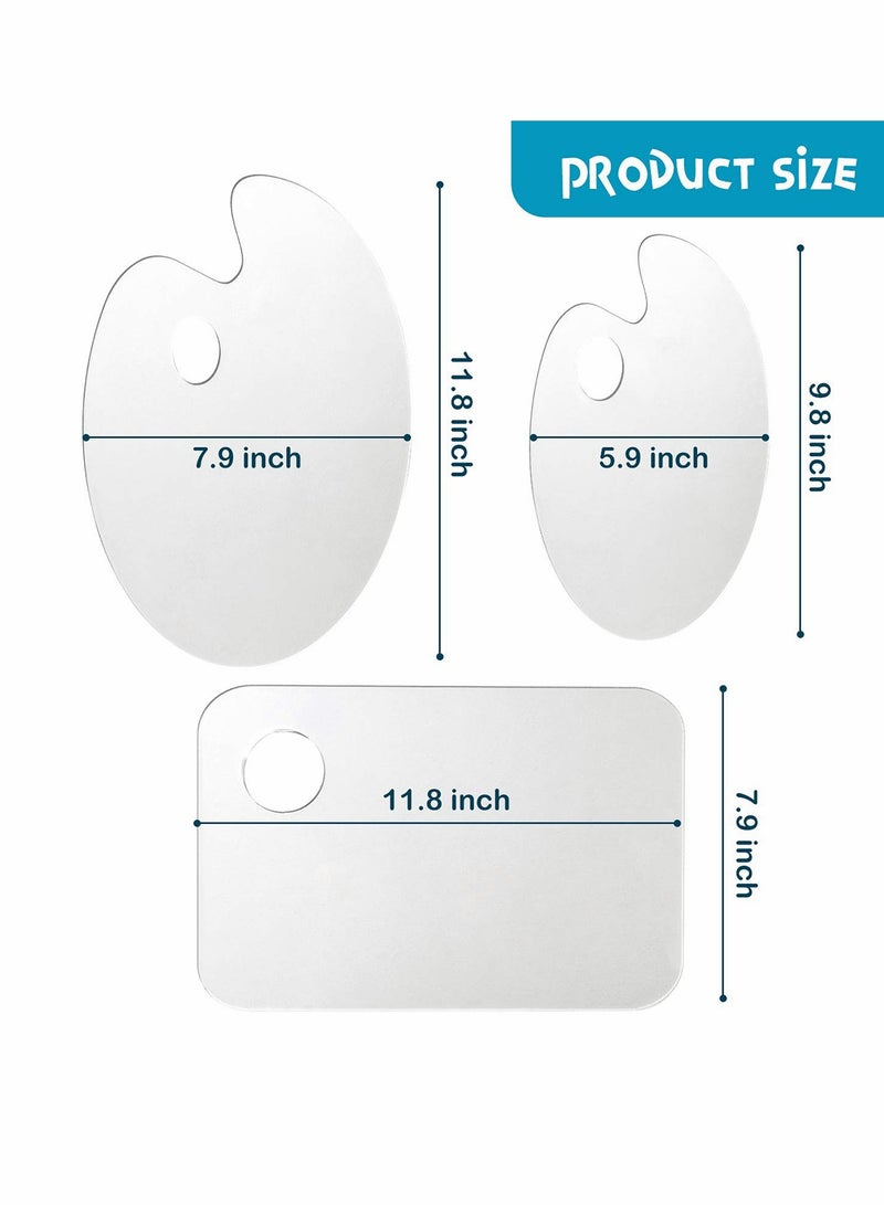 Excefore 3 Pcs Acrylic Paint Palette Clear Art Palette for Adults and Kids, Easy Clean Transparent Non Stick Oil Paint Palette with Protective Kraft for Oil Watercolor Craft DIY Art Painting - Image 2
