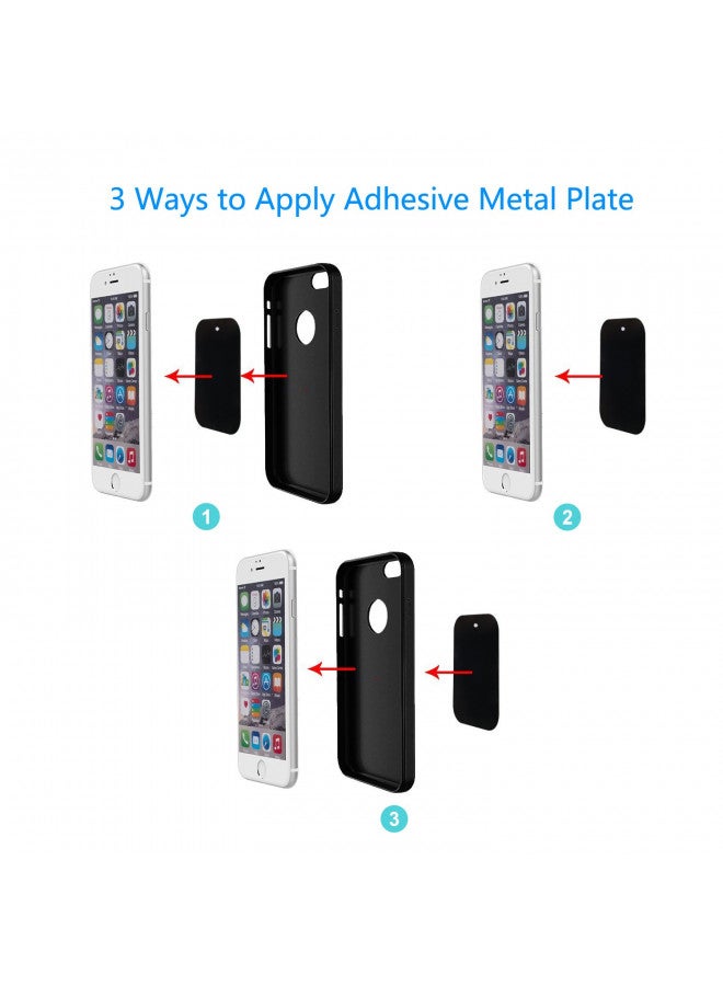DSTELIN Universal Metal Plate 8 Pack for Magnetic Phone Car Mount Holder Cradle with Adhesive (Compatible with Magnetic Mounts) - 4 Rectangle and 4 Round, Black - Image 2