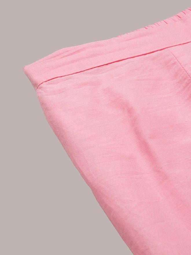 آي شين طقم كورتا نسائي وردي قطني مع بنطلون ودوباتا من إيشين - Image 3