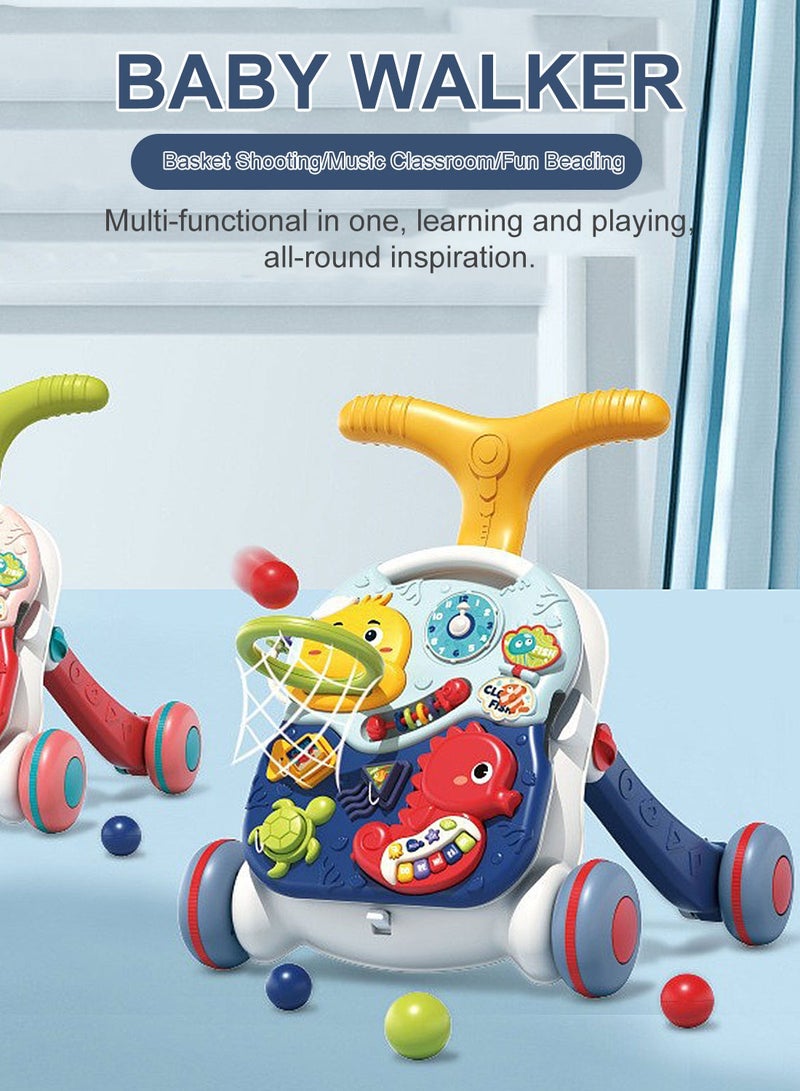 ما بيبي اثنين في واحد طفل ووكر ، ومكافحة لفة دفع ووكر ، ركوب عمودي ووكر التعلم ، مع مكتب التعلم والموسيقى - Image 2