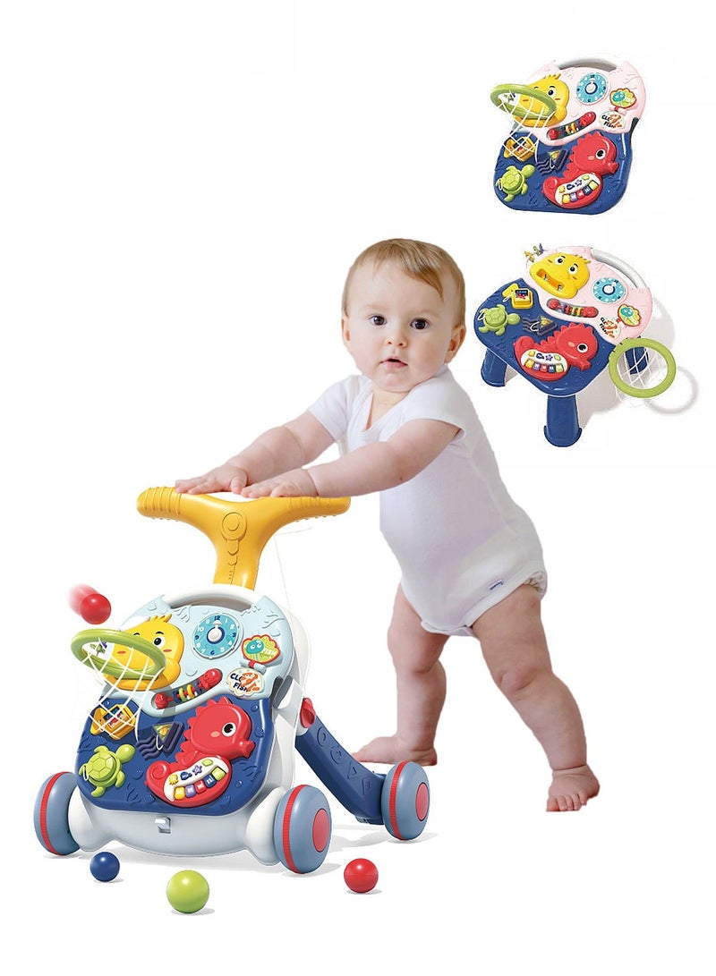 ما بيبي اثنين في واحد طفل ووكر ، ومكافحة لفة دفع ووكر ، ركوب عمودي ووكر التعلم ، مع مكتب التعلم والموسيقى - Image 1