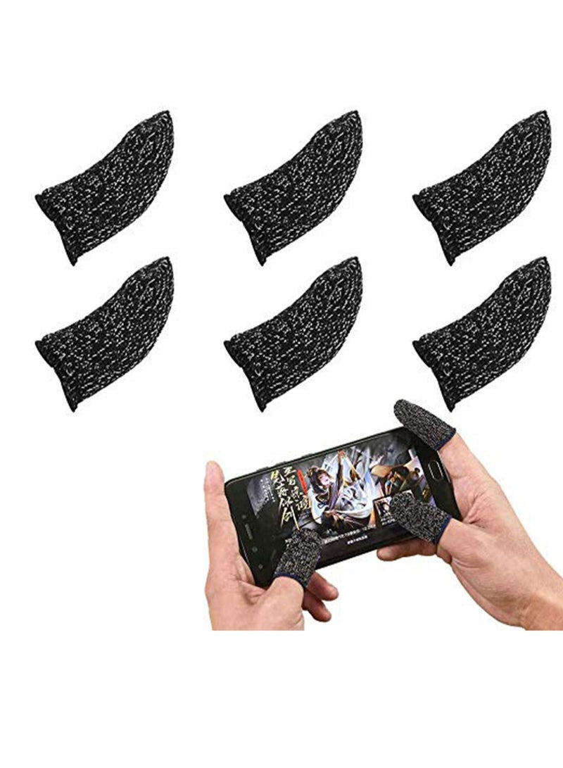 Captaintech Mobile Game Finger Sleeve【6 Pack】, 【Thinner&Softer】 Touch Screen Finger Sleeve Breathable Anti-Sweat Sensitive Shoot and Aim Keys for Rules of Survival/Knives Out for Android&IOS, Black - Image 1