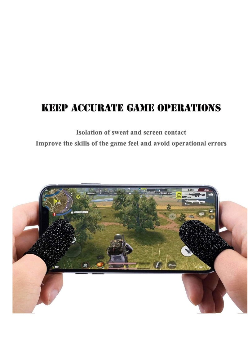 Captaintech Mobile Game Finger Sleeve【6 Pack】, 【Thinner&Softer】 Touch Screen Finger Sleeve Breathable Anti-Sweat Sensitive Shoot and Aim Keys for Rules of Survival/Knives Out for Android&IOS, Black - Image 3
