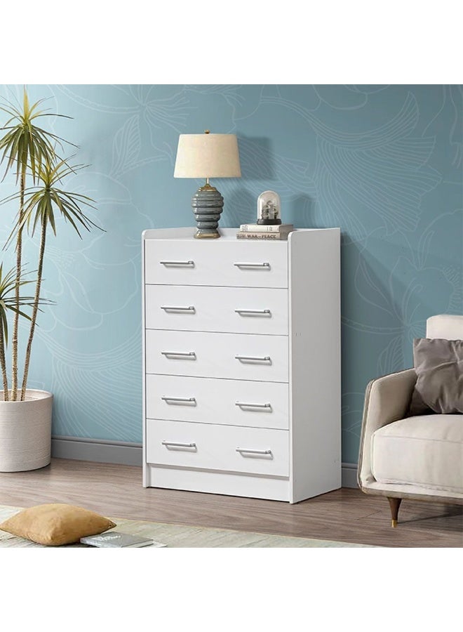 DANUBE HOME Supreme Chest Of 5 Drawers Desk Chest Of Drawers Living Room Chest Of Drawers Modern And Simple Bedroom Furniture Wall Storage Cabine -White  - Image 4