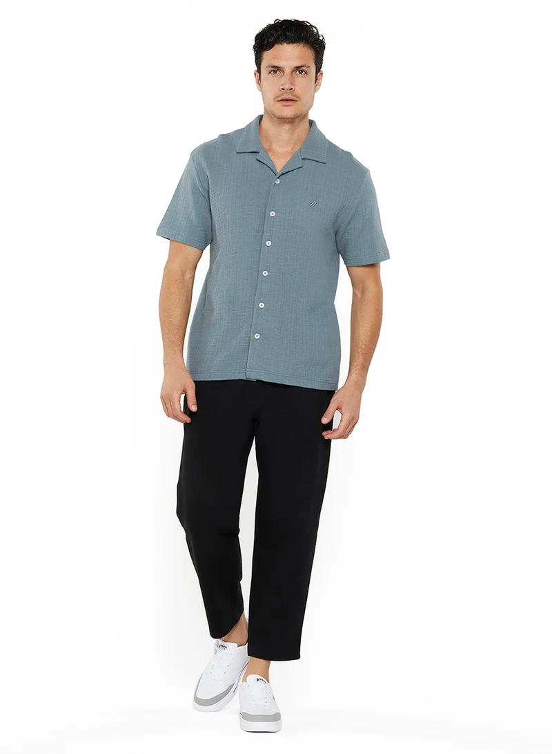 NAUTICA Textured Regular Fit Premium Cotton Cuban Collar Shirt