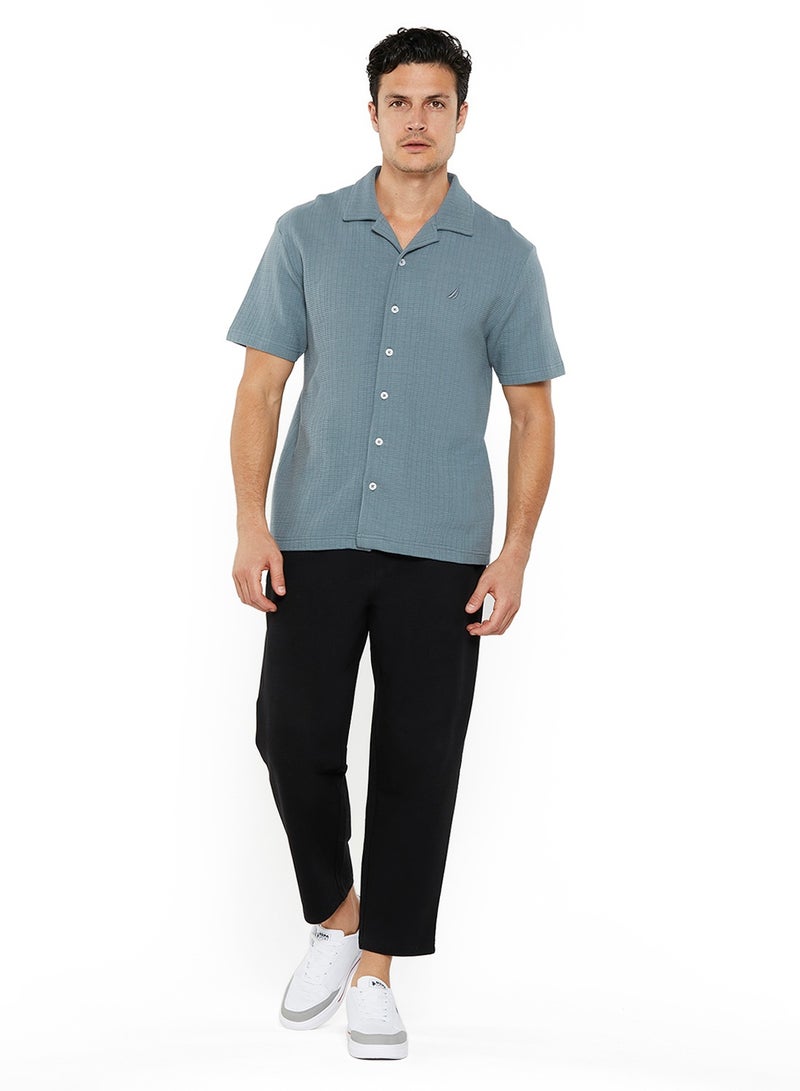 NAUTICA Textured Regular Fit Premium Cotton Cuban Collar Shirt - Image 4