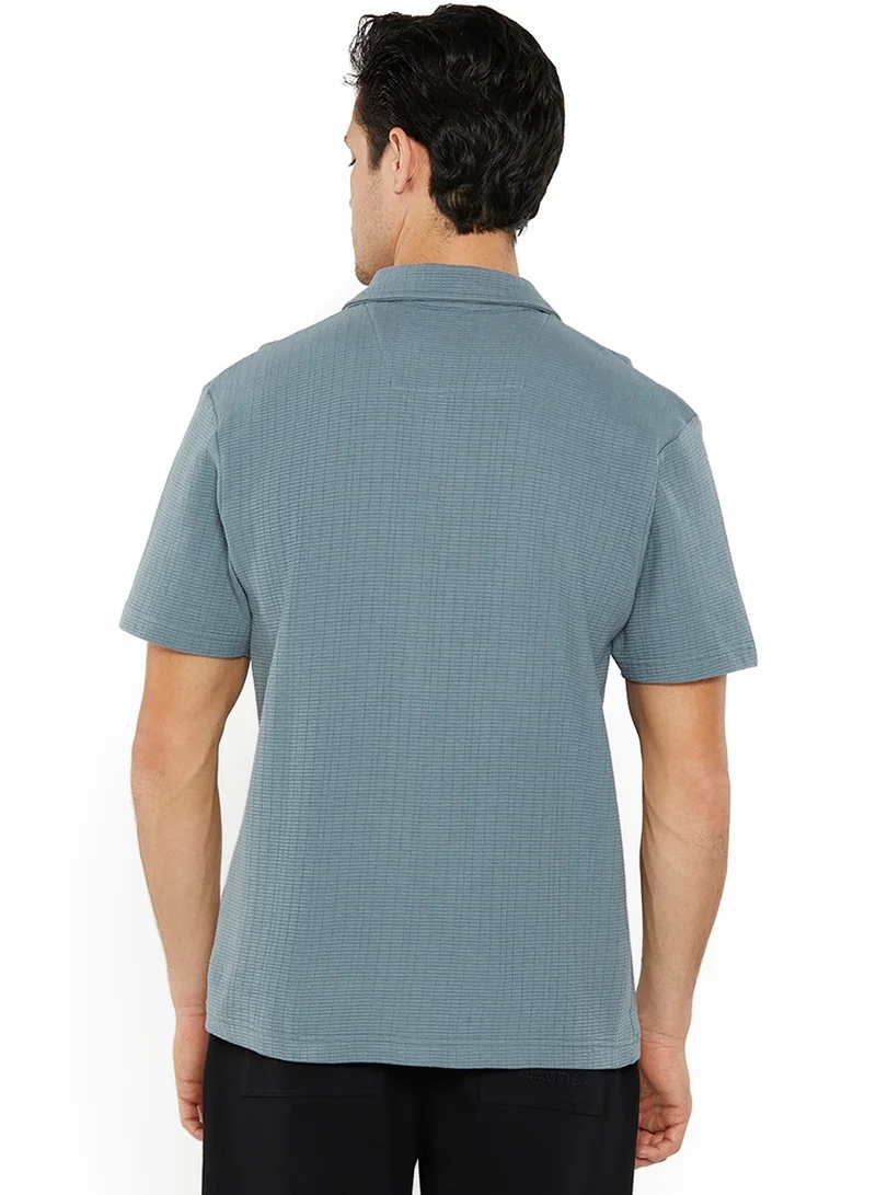 NAUTICA Textured Regular Fit Premium Cotton Cuban Collar Shirt