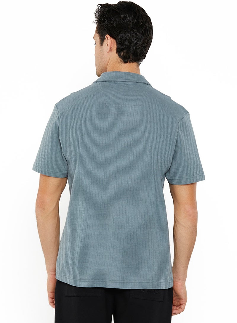 NAUTICA Textured Regular Fit Premium Cotton Cuban Collar Shirt - Image 3