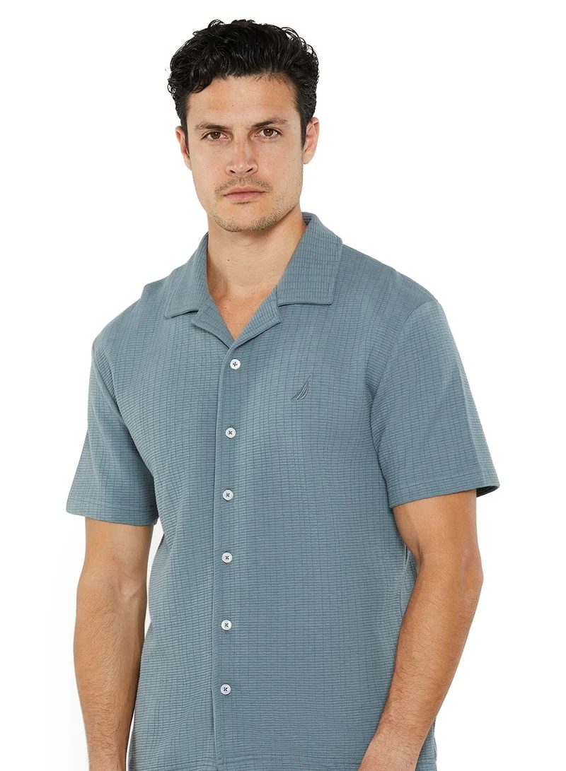 NAUTICA Textured Regular Fit Premium Cotton Cuban Collar Shirt