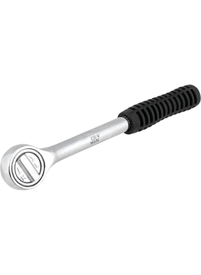 Performance Tool Chrome Plated Rubber Grip Ratchet Black and Silver 3/8inch W17C - Image 1
