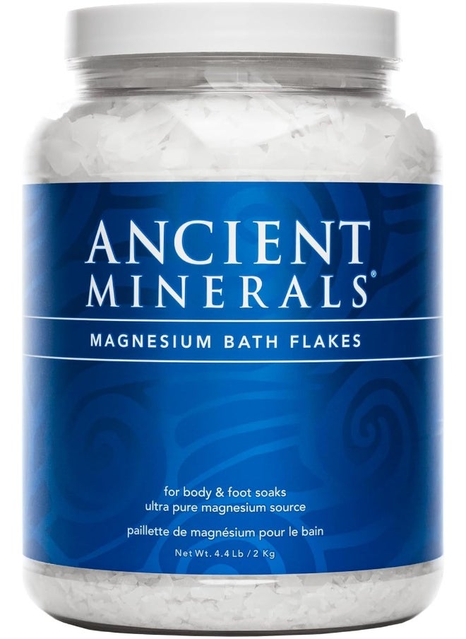 Ancient Minerals Magnesium Bath Flakes Of Pure Genuine Zechstein Chloride - Resealable Magnesium Supplement Bag That Will Outperform Leading Epsom Salts (4.4 Lb)  - Image 1