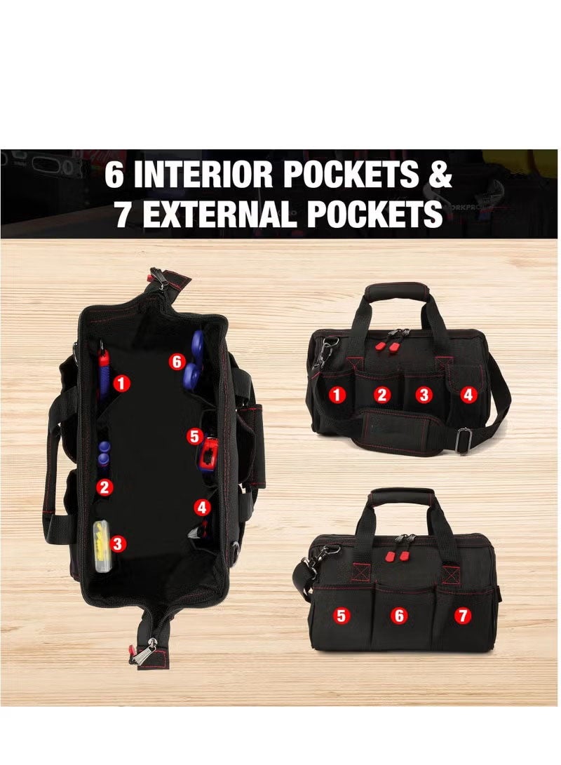 Bukela 12-inch Tool Bag, Multi-pocket Tool Organizer with Adjustable Shoulder Strap, black - Image 4