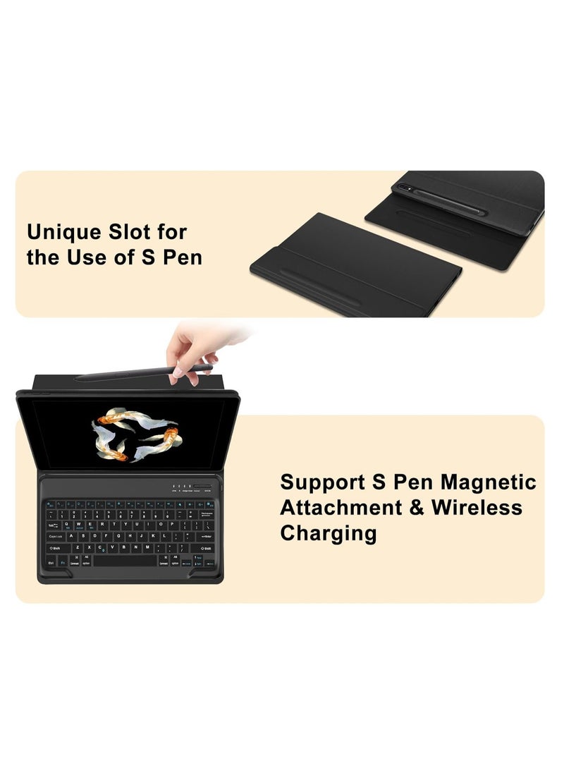TIGER 2022 Samsung Galaxy Tab S9 Ultra / S8 Ultra Keyboard Protective Case 14.6 inch | Slim Smart Cover with Multi-Use Bluetooth Keyboard, S Pen Holder | Protective Case for Galaxy Tab S9 Ultra, Black - Image 3
