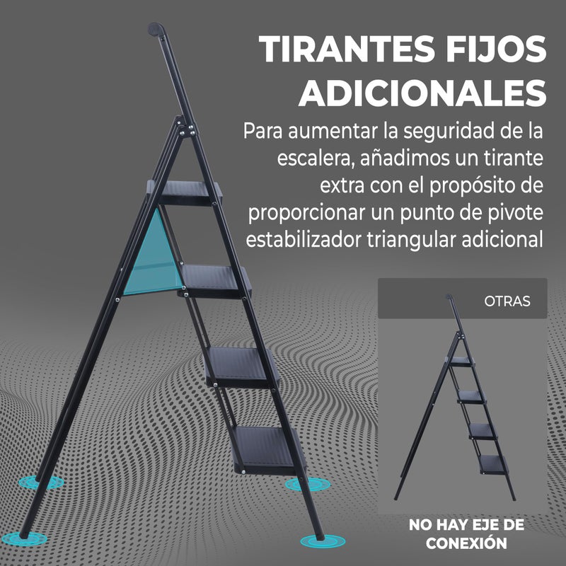 UZIRO Folding Ladder 5 Steps, Lightweight and Compact, Decorative Design, Wide Non-Slip Steps, Ideal for Home, Kitchen and Office Use, Easy to Store and Transport, High Durability - Image 5
