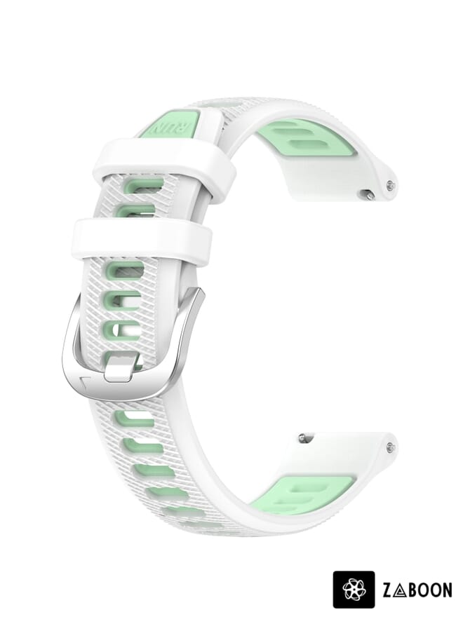 Zaboon Watch Band For Huawei Watch 3 Pro New 22mm Sports Two-Color Steel Buckle Silicone (White+Teal) - Image 2