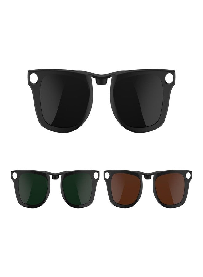 RCstyle 3Pcs Polarized Clip Compatible with Ray-Ban Meta Wayfarer RW4008 Size L Smart Glasses Color Changing Clip Set for Man and Woman (Dark Green, Black, Brown), Green, Black, Brown, L - Image 1
