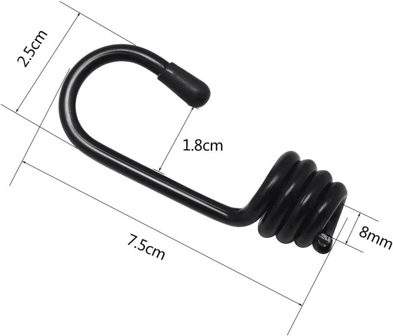 Hysagtek 10 X 8mm Plastic-Coated Bungee Shock Cord Hook Spiral Wire Hooks End for Elastic Rope Strapping Tape (Without Bungee Cords) - Image 2