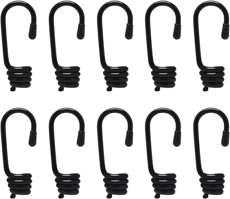 Hysagtek 10 X 8mm Plastic-Coated Bungee Shock Cord Hook Spiral Wire Hooks End for Elastic Rope Strapping Tape (Without Bungee Cords) - Image 1