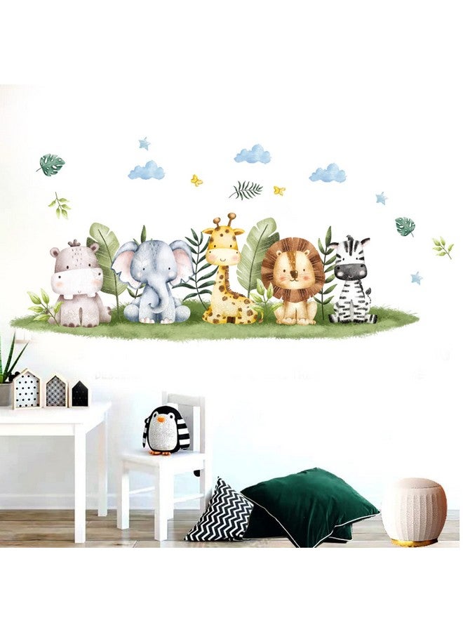 WEWINLE Jungle Animals Wall Decals for Kids Room, Giraffe Tiger Zebra Elephant Wall Stickers for Kids Room Living Room Bedroom Home Decorations Nursery Wall Decor (Style B) - Image 1