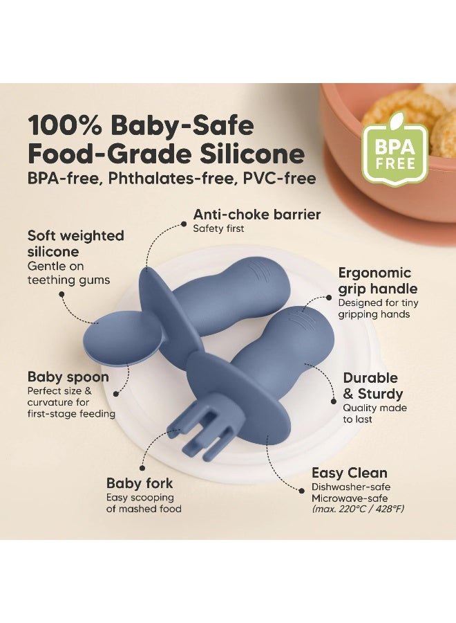 KeaBabies Lila Prep Fork & Spoon Set, Baby Weaning Utensils, Self-Feeding, Mellow - Image 2