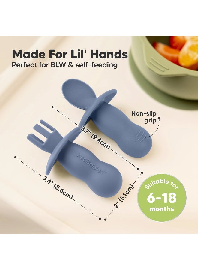 KeaBabies Lila Prep Fork & Spoon Set, Baby Weaning Utensils, Self-Feeding, Mellow - Image 3