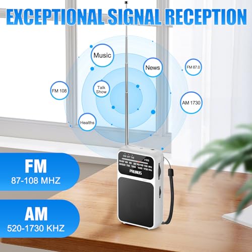 PRUNUS J-555 Pocket Radio fm for home MW/AM Built-in Battery USB-C Charging&AA Battery Operated Small Radios,Excellent Reception Earphone Jack Back Clip Flashlight Portable Mini USB-C Charging Lanyard - Image 5
